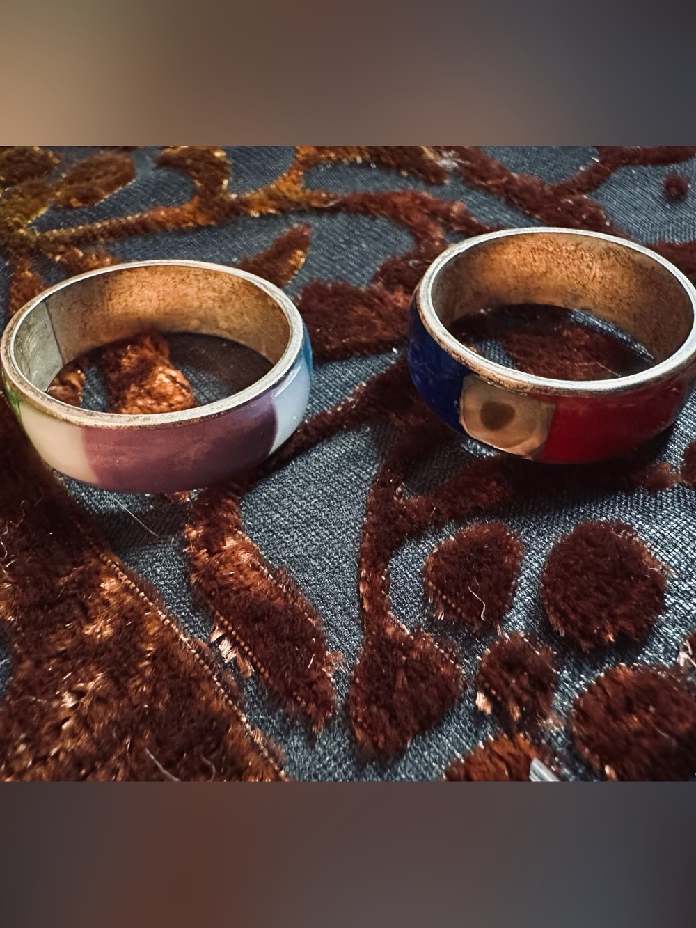 Multicolor Enamel Band Ring - Blue, Red, Purple